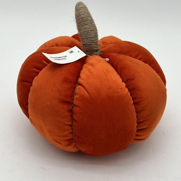 Rust Velvet Pumpkin Shaped Decorative Pillow Way To celebrate, Size 6”X 9” Decor - Picture 1 of 8